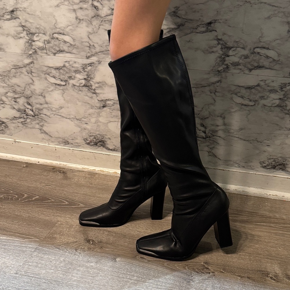 Bar III Black Heeled Knee-High Boots